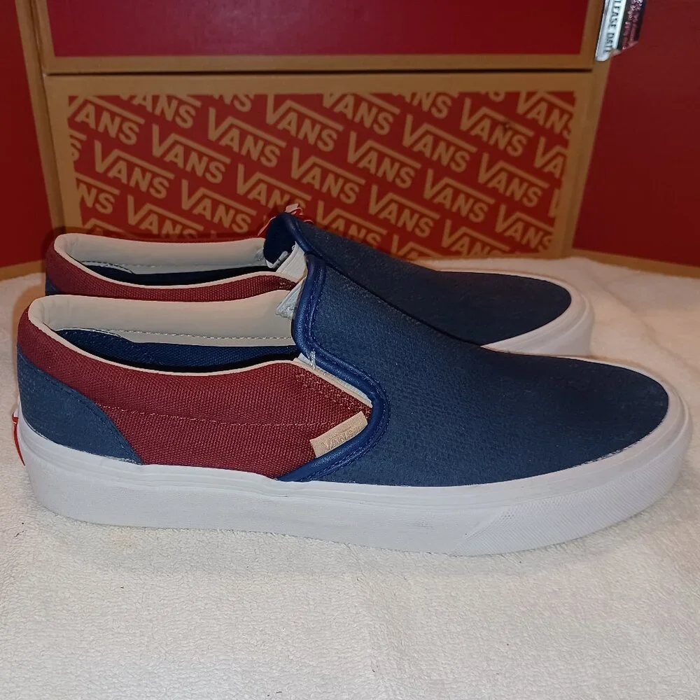 Vans Men's 8/Women's 9.5 Classic Slip On (textured Suede) Sailor Blue/Port